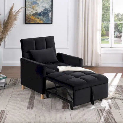 Divano letto 3 in 1 convertibile, poltrona e lettino, nero