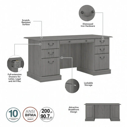Scrivania Direzionale Bush Furniture Saratoga con Cassetti e Vani Contenitori