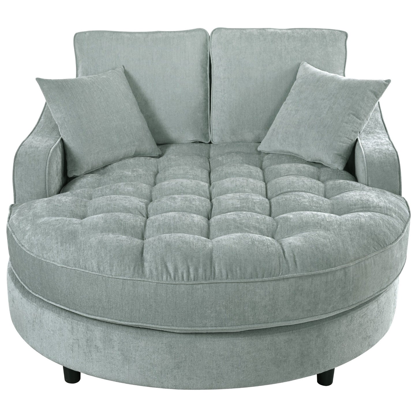 Divano Letto Chaise Longue in ciniglia, Divano Imbottito con Schienale Trapuntato e 2 Cuscini Rimovibili per Soggiorno