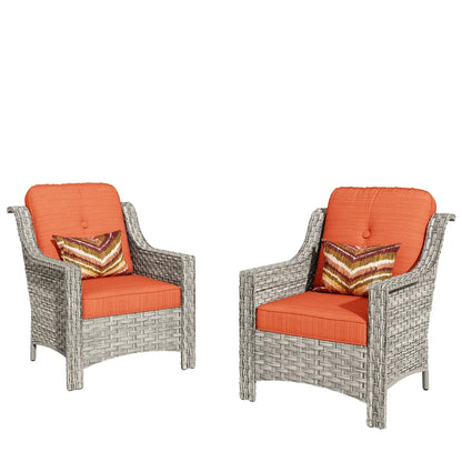 HOOOWOOO, Set di 2 Sedie da Esterno in Rattan Intrecciato con Schienale Alto