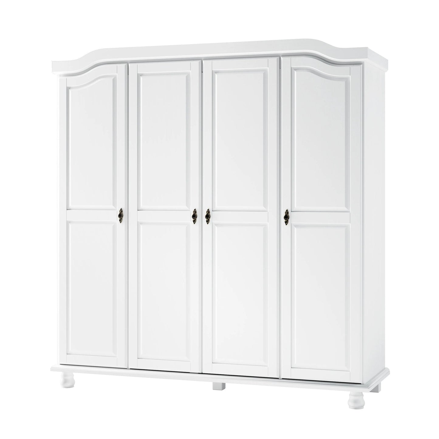 Palace Imports Armadio Kyle a 4 Ante in 100% Legno Massello con Ante in Legno Massello o a Specchio