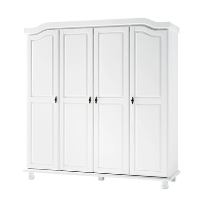 Palace Imports Armadio Kyle a 4 Ante in 100% Legno Massello con Ante in Legno Massello o a Specchio