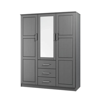 Palace Imports Armadio a 3 ante Cosmo 100% legno massello con ante in legno massello o a specchio