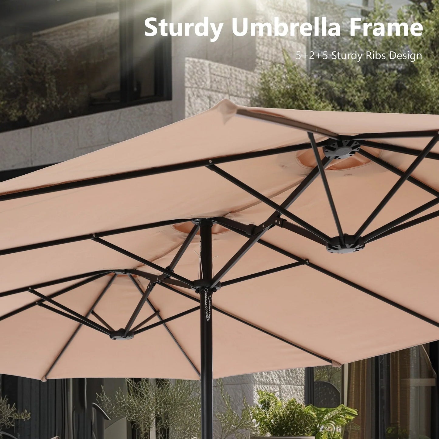 MAISON ARTS Ombrellone Doppio da 4,5 m, Extra Large, per Patio, con Base Inclusa