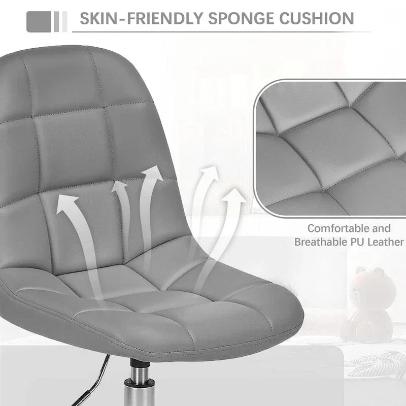 Chaise de bureau à domicile sans accoudoirs Javlergo, chaise de bureau d'ordinateur réglable en hauteur avec roulettes