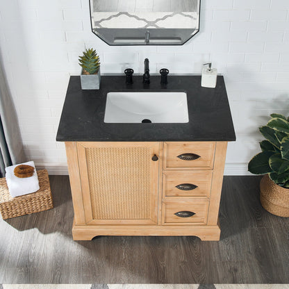 Mobile bagno Hervas con top in marmo naturale senza specchio