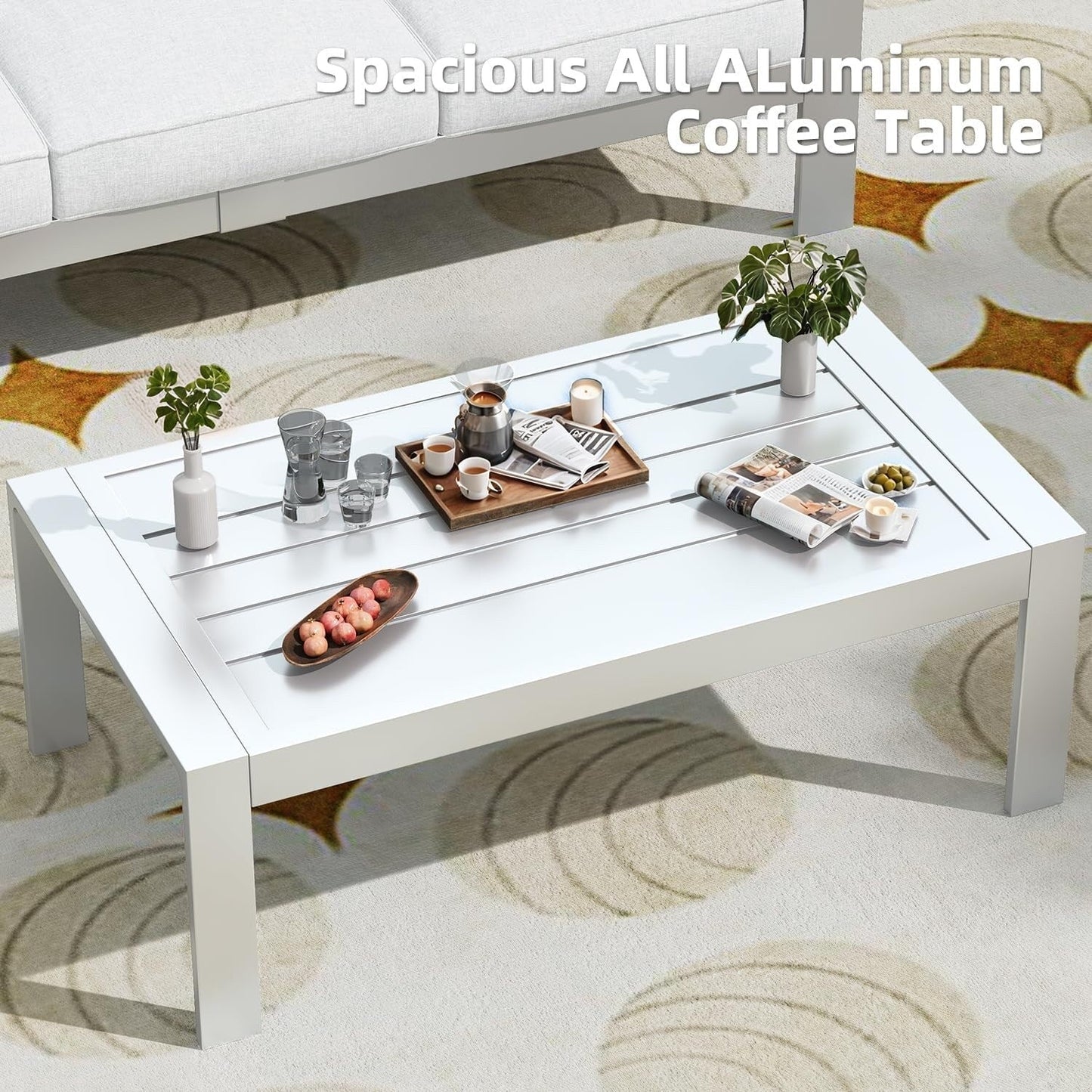 AECOJOY Set di mobili da giardino a 7 pezzi in alluminio Set da conversazione per esterni