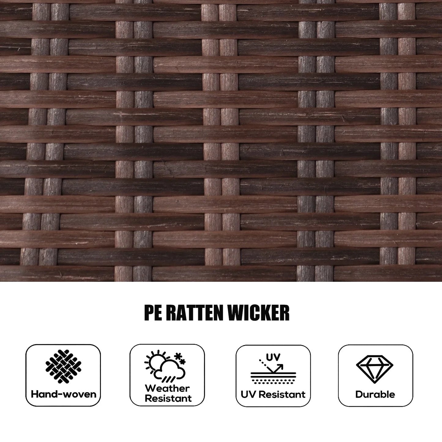 Set da pranzo rotondo da esterno in 7 pezzi in vimini di rattan con cuscini di Moda Furnishings
