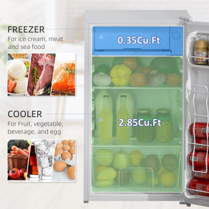 Mini-réfrigérateur de 3,2 pi³ avec congélateur, réfrigérateur compact à porte unique avec thermostat réglable pour chambre à coucher