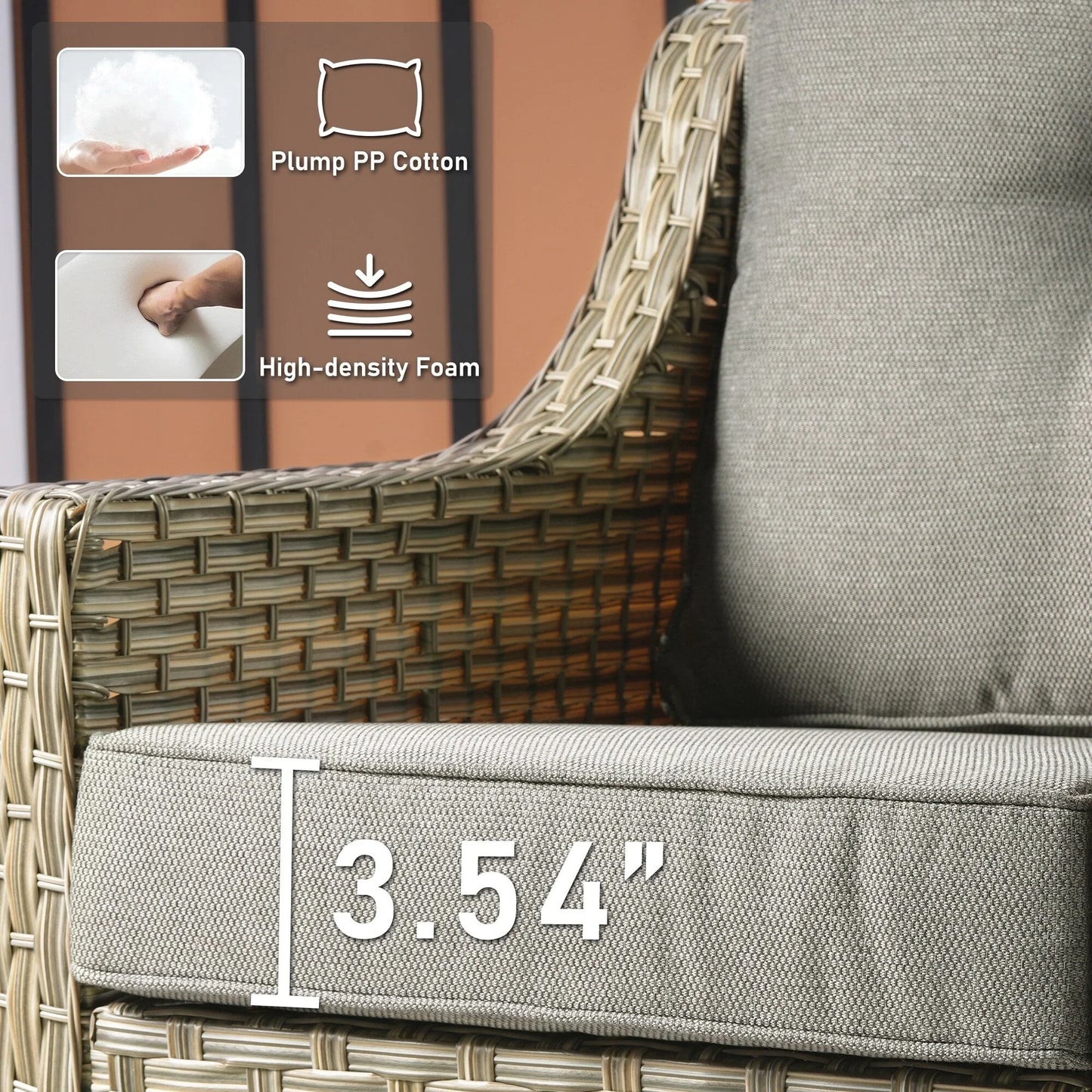 HOOOWOOO, Set di 2 Sedie da Esterno in Rattan Intrecciato con Schienale Alto