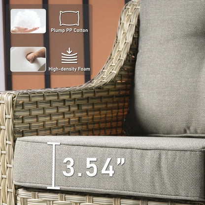 HOOOWOOO, Set di 2 Sedie da Esterno in Rattan Intrecciato con Schienale Alto