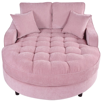 Divano Letto Chaise Longue in ciniglia, Divano Imbottito con Schienale Trapuntato e 2 Cuscini Rimovibili per Soggiorno