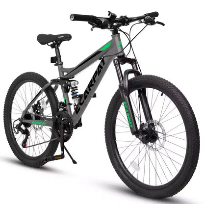 Okak Bici da Montagna da 27.5 pollici con Ammortizzatori Anteriori e Posteriori, Bici da Cross a 21 Velocità con Freno a Disco Meccanico, Bici per Adulti Uomo e Donna