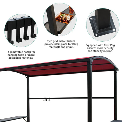 Gazebo da esterno con struttura in acciaio 1,5 x 2,4 m con tettoia per barbecue