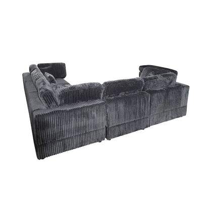 Divano Sezionale Modulare a L in Corduroy, 6 Pezzi Oversize, Combinazione Fai da Te