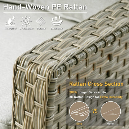 HOOOWOOO, Set di 2 Sedie da Esterno in Rattan Intrecciato con Schienale Alto