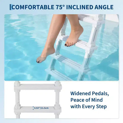 Scaletta per piscina per impieghi gravosi a 5 gradini con doppio corrimano, gradini in PE robusti antiscivolo, capacità 181 kg, adatta per piscine interrate e fuori terra da 122 a 137 cm