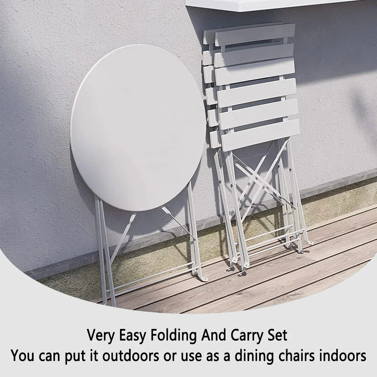Set bistro pieghevole in metallo da 3 pezzi, set conversazione resistente alle intemperie per esterni/interni, per patio, cortile, giardino