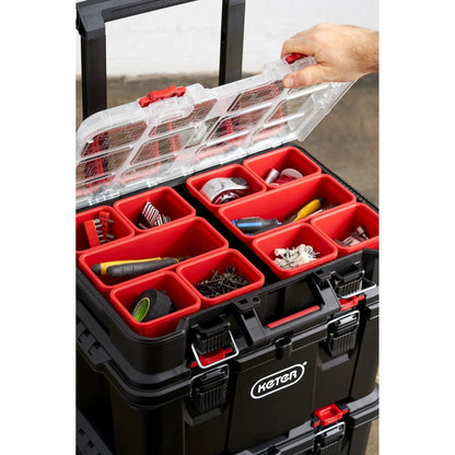 Keter Stack-n-Roll Set 3 pezzi per il trasporto e l'organizzazione degli utensili, sistema di valigette modulare in resina resistente