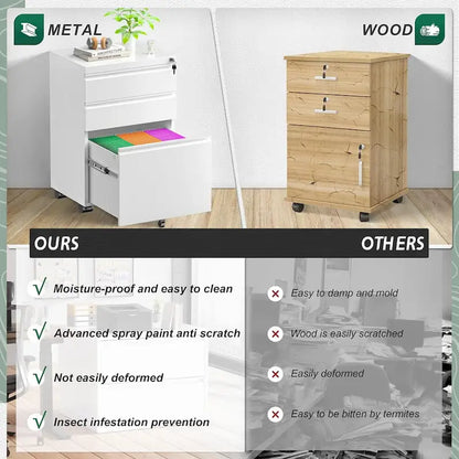 Classificatore verticale/mobile a 3 cassetti per ufficio domestico