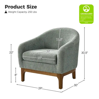 Poltrona a botte Augus Modern Boucle con gambe in legno massello di HULALA HOME