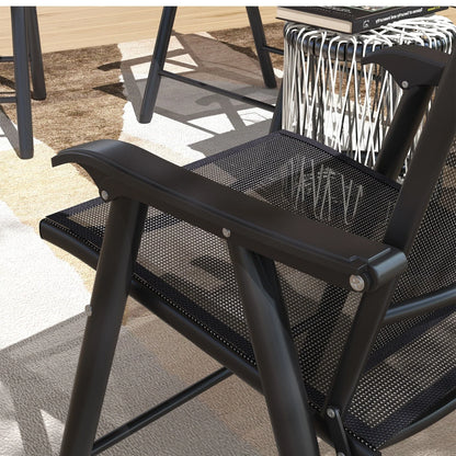Set di 4 sedie pieghevoli Outsunny per patio, dal design semplice ed elegante, comode per terrazza, giardino, cortile e viaggio