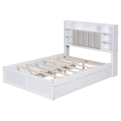 Struttura letto con 4 cassetti contenitore portatili sotto il letto