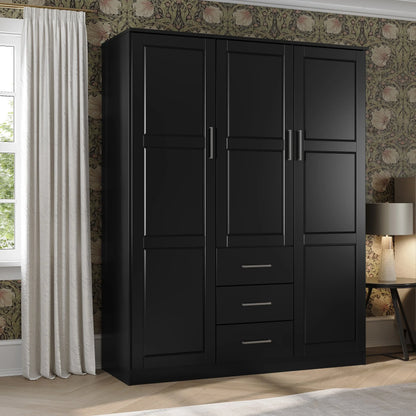 Palace Imports Armadio a 3 ante Cosmo 100% legno massello con ante in legno massello o a specchio