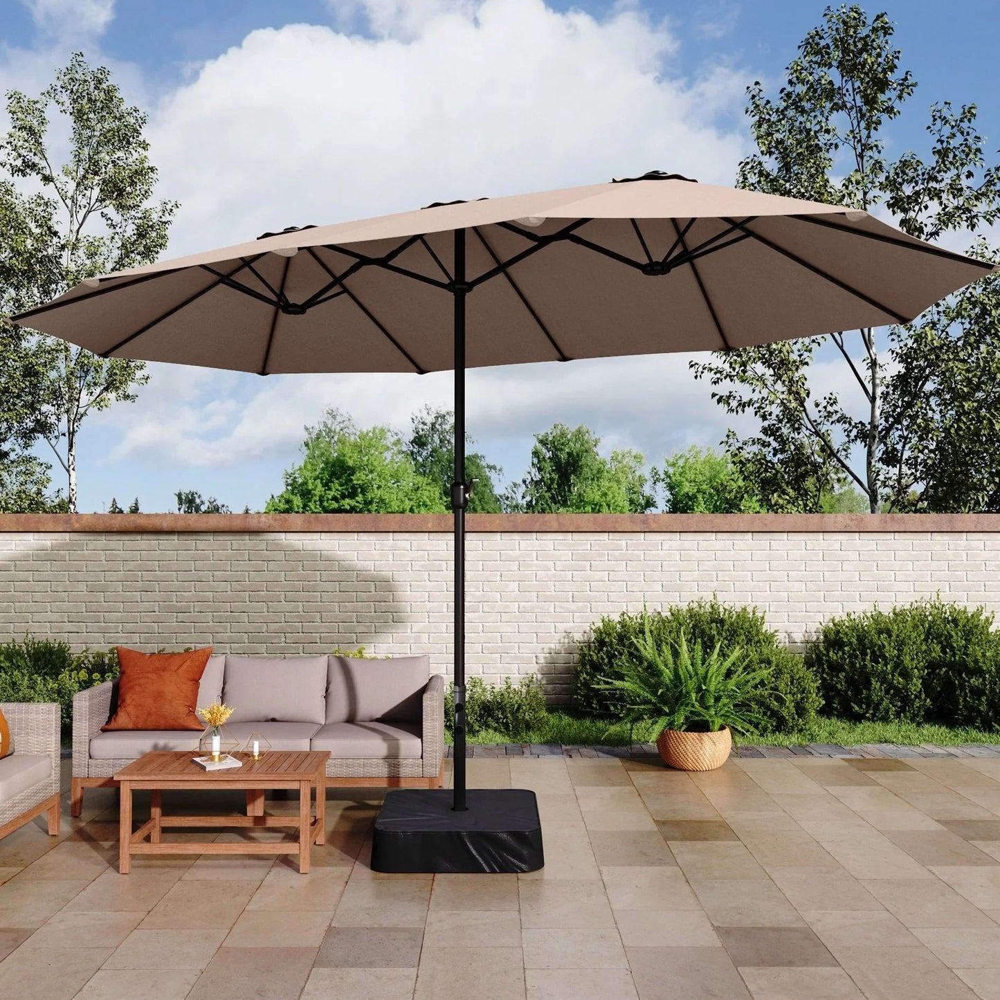 MAISON ARTS Ombrellone Doppio da 4,5 m, Extra Large, per Patio, con Base Inclusa