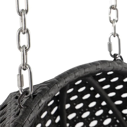 LeisureMod Sedia a Uovo Sospesa per 2 Persone con Supporto - Dondolo Pensile per Esterni/Interni in Rattan Intrecciato con Cuscini