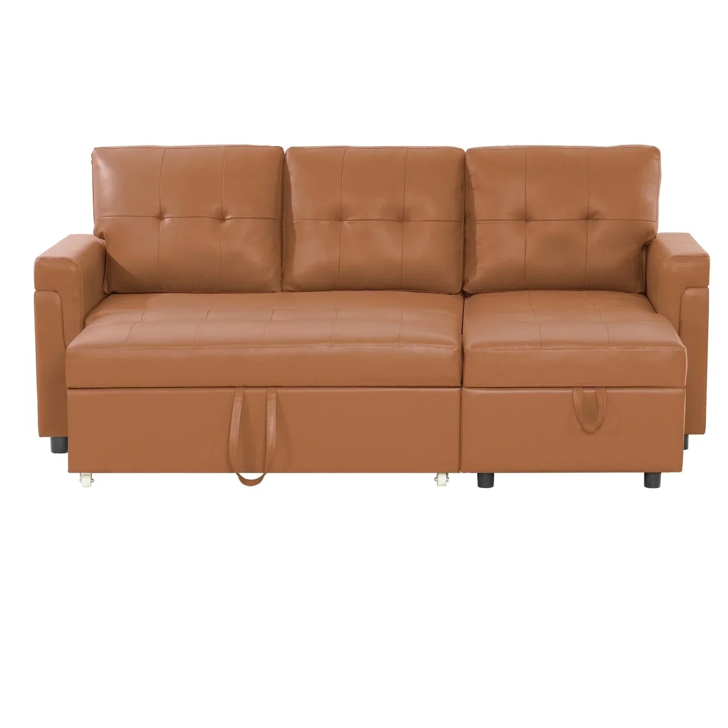 Divano componibile convertibile reversibile con letto estraibile, chaise longue con contenitore nascosto e gambe durevoli