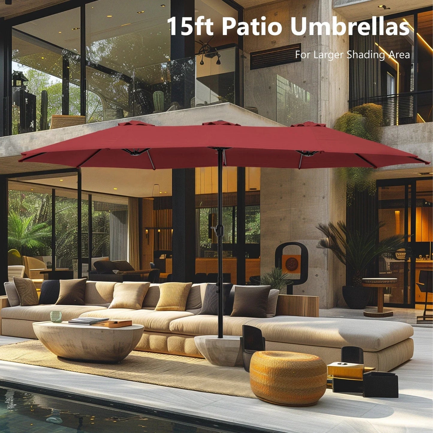 MAISON ARTS Ombrellone Doppio da 4,5 m, Extra Large, per Patio, con Base Inclusa