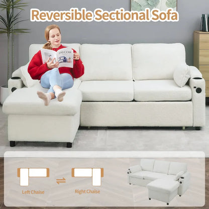 Divano letto a L da 80", Divano letto a scomparsa, Divano letto convertibile con penisola reversibile