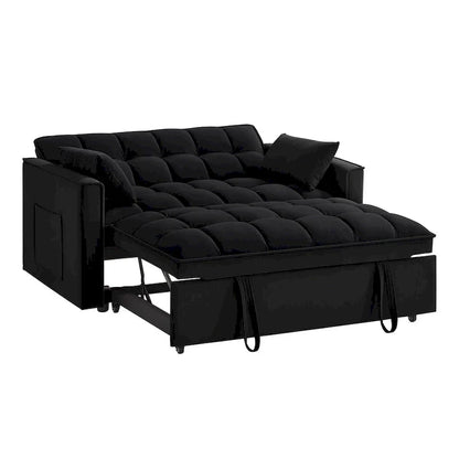 Divano Letto Estraibile 4-in-1 - Divanetto in Velluto - Divano Letto Convertibile con Schienale Reclinabile, 2 Tasche Laterali