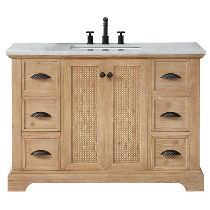 Mobile bagno Hervas con top in marmo naturale senza specchio
