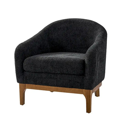 Poltrona a botte Augus Modern Boucle con gambe in legno massello di HULALA HOME