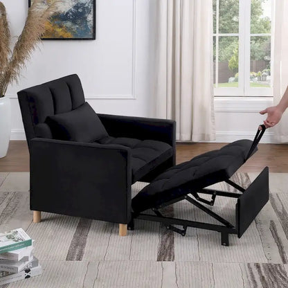 Divano letto 3 in 1 convertibile, poltrona e lettino, nero