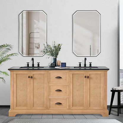 Mobile bagno Hervas con top in marmo naturale senza specchio