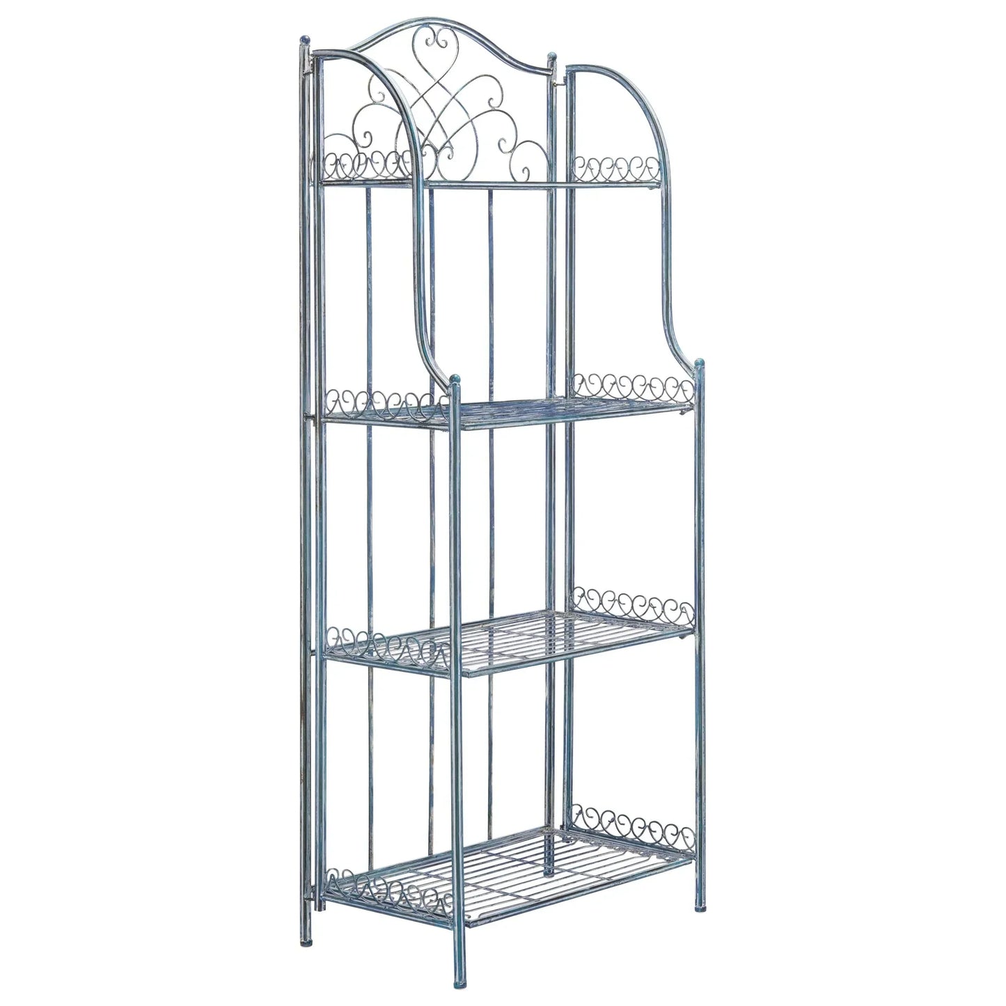 SAFAVIEH Bryn Scaffale da panettiere da esterno a 4 ripiani in ferro battuto vittoriano - 25 pollici L x 15 pollici P x 63 pollici H - 25 L x 15 P x 63 H