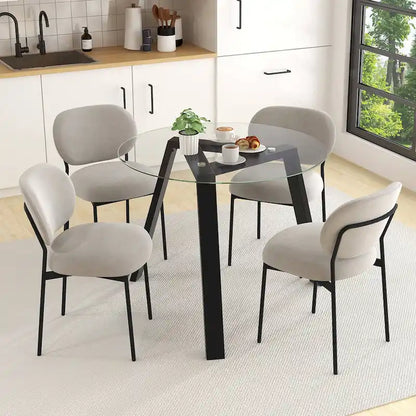Tavolo da Pranzo Rotondo in Vetro Costway 36 per 4 Persone con Vetro Temperato - Vedi Dettagli