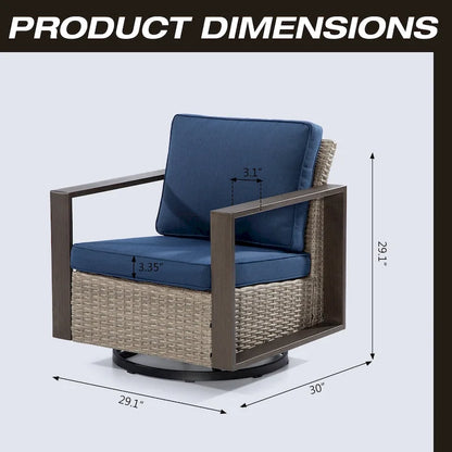 Cozywor Set 2 Sedie a Dondolo da Esterno in Rattan per Patio con Telaio in Metallo e Cuscini