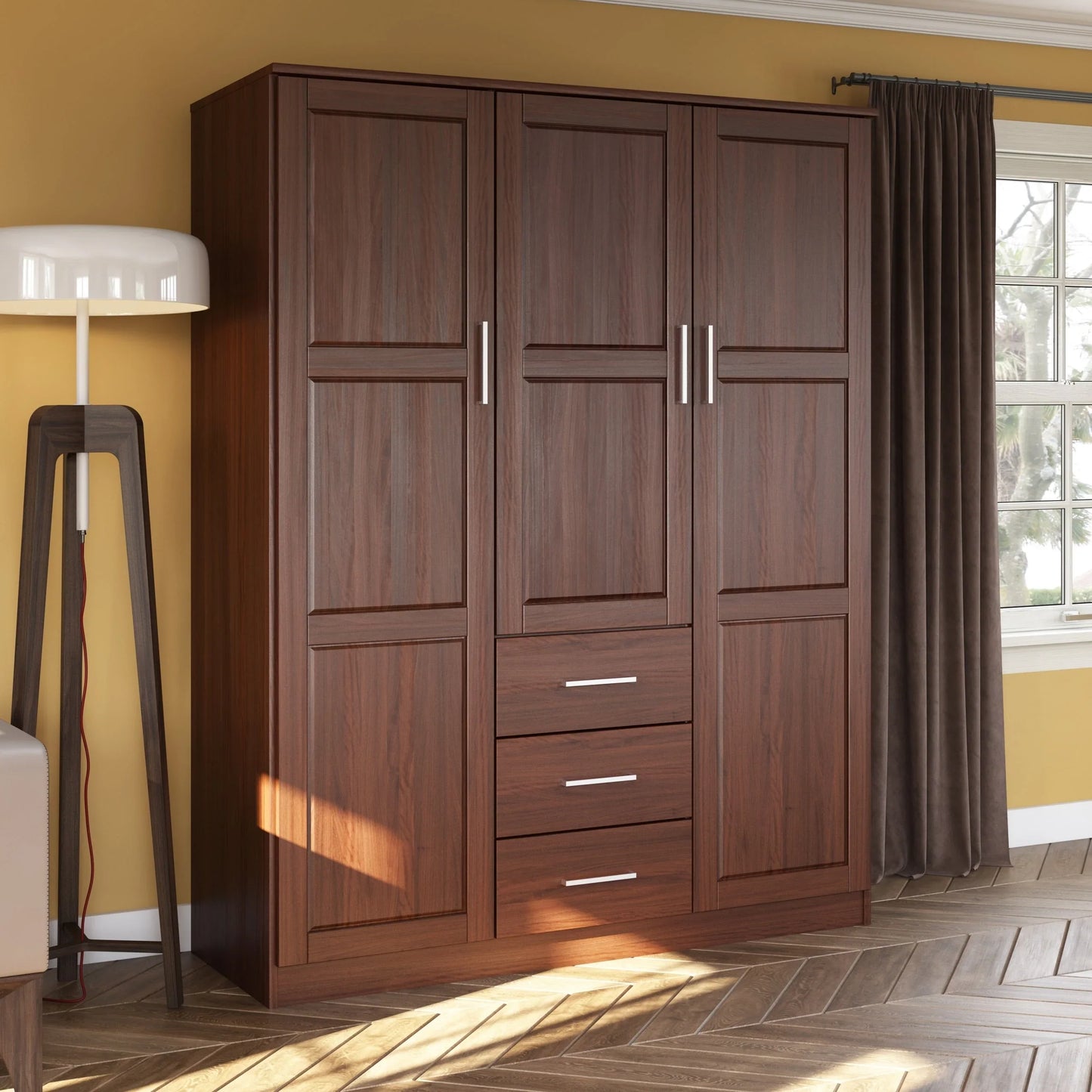 Palace Imports Armadio a 3 ante Cosmo 100% legno massello con ante in legno massello o a specchio