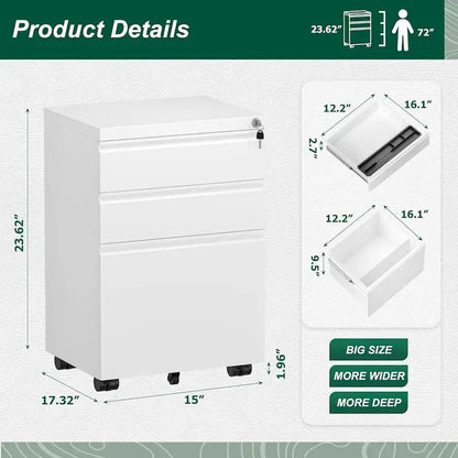 Classificatore verticale/mobile a 3 cassetti per ufficio domestico
