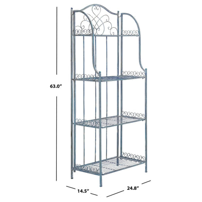 SAFAVIEH Bryn Scaffale da panettiere da esterno a 4 ripiani in ferro battuto vittoriano - 25 pollici L x 15 pollici P x 63 pollici H - 25 L x 15 P x 63 H