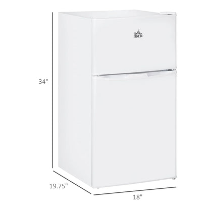 HOMCOM Mini Frigorifero a Doppia Porta con Congelatore, Frigo Compatto da 90 litri con Ripiano Regolabile, Termostato Regolabile