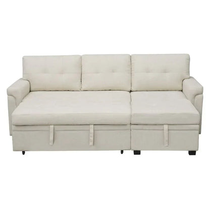 Divano componibile convertibile reversibile con letto estraibile, chaise longue con contenitore nascosto e gambe durevoli