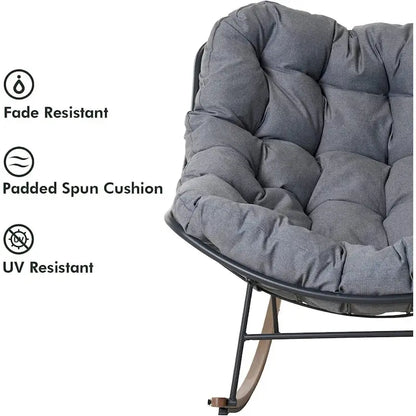 Sedia a dondolo gigante da patio, sedia a forma di uovo per interni ed esterni, in stile libero, con cuscino, poltrona moderna per giardino, cortile