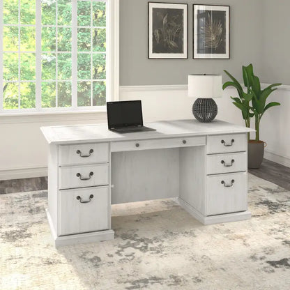 Scrivania Direzionale Bush Furniture Saratoga con Cassetti e Vani Contenitori