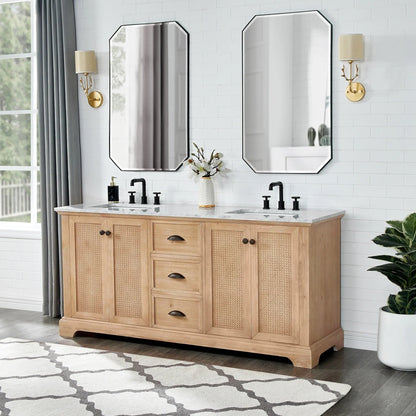 Mobile bagno Hervas con top in marmo naturale senza specchio
