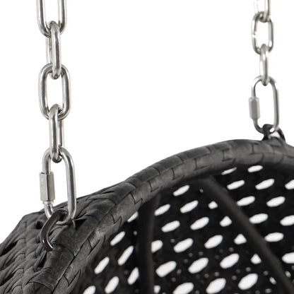 LeisureMod Sedia a Uovo Sospesa per 2 Persone con Supporto - Dondolo Pensile per Esterni/Interni in Rattan Intrecciato con Cuscini
